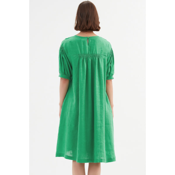 Bishop Sleeve Shirring Dress