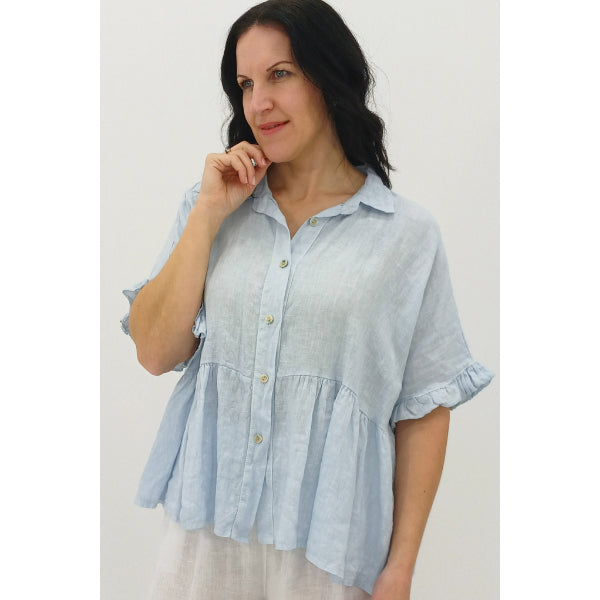 Alessia Ruffle Button Up Top