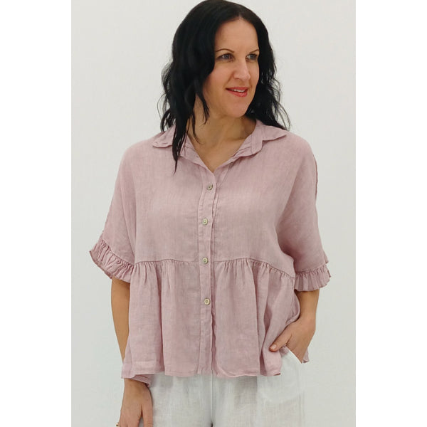 Alessia Ruffle Button Up Top