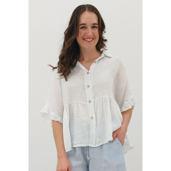 Alessia Ruffle Button Up Top