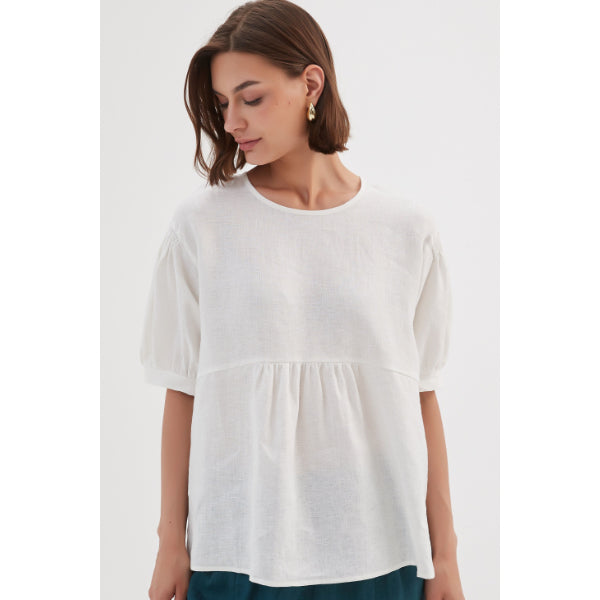 Bishop Sleeve Shirring Top