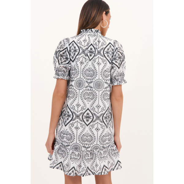 Blanca Contrast Broderie Dress