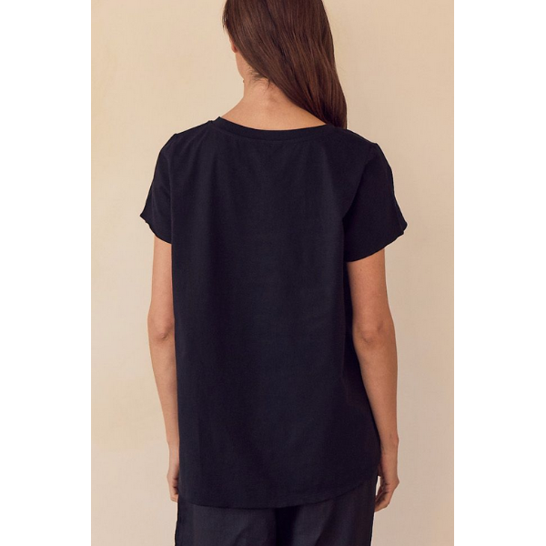 Cotton Contrast Trim Linen Top