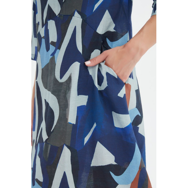 Curve Seam Print Dress