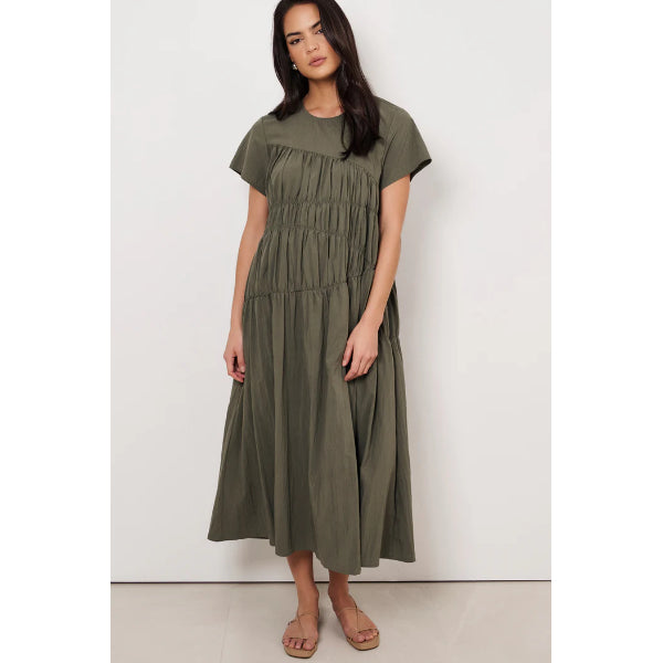 Evren Cap Sleeve Midi Dress