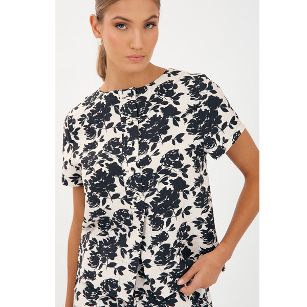 Kita Printed Short Sleeve Button Back Top