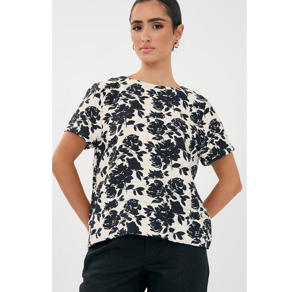 Kita Printed Short Sleeve Button Back Top