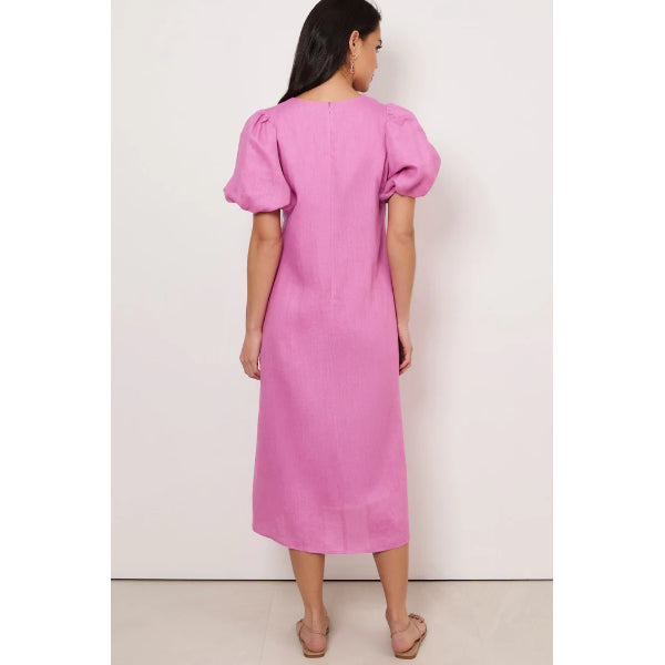 Marissa Tie Detail Linen Dress - Pink