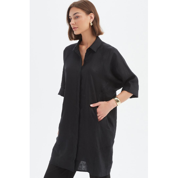Oversized Linen Shirt Dress