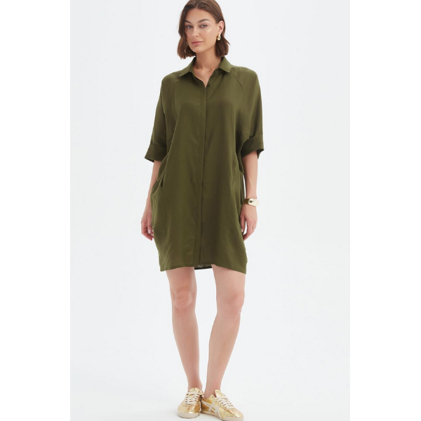 Oversized Linen Shirt Dress