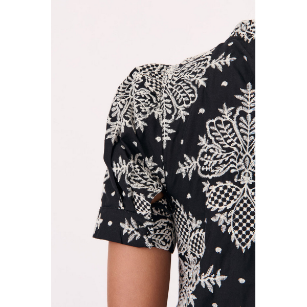 Pearl Pintuck Embroidered Top