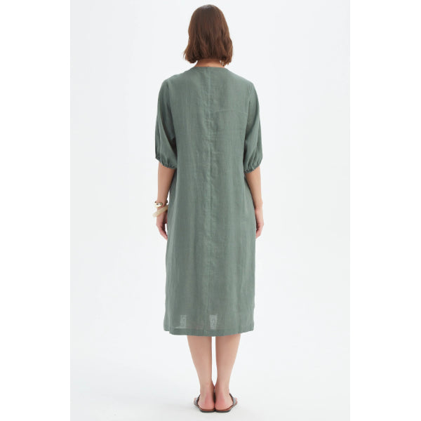 Puff Sleeve Gather Front Dress