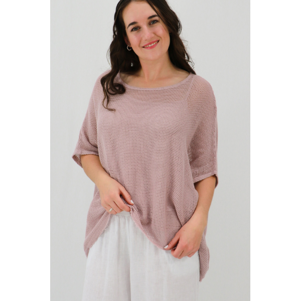 Rossana 2-Piece Cotton Mesh Batwing Top