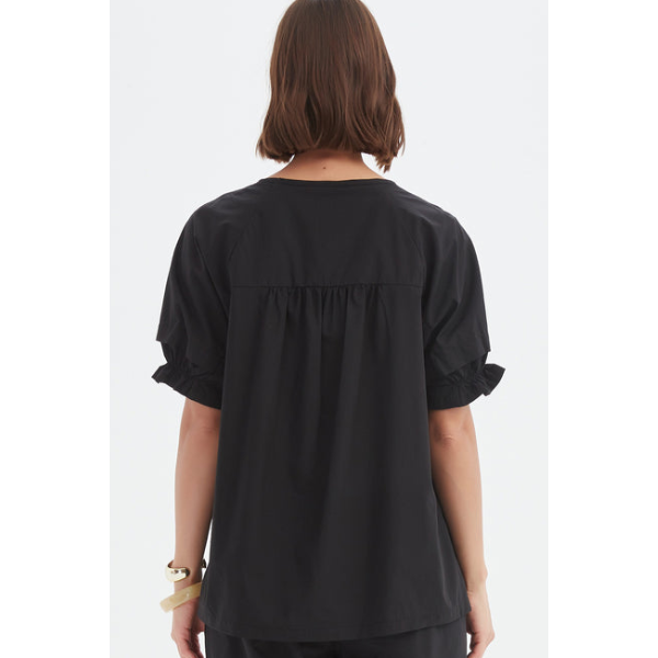 Ruffle Sleeve Lyocell Top