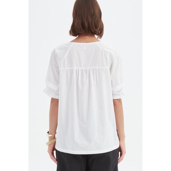 Ruffle Sleeve Lyocell Top