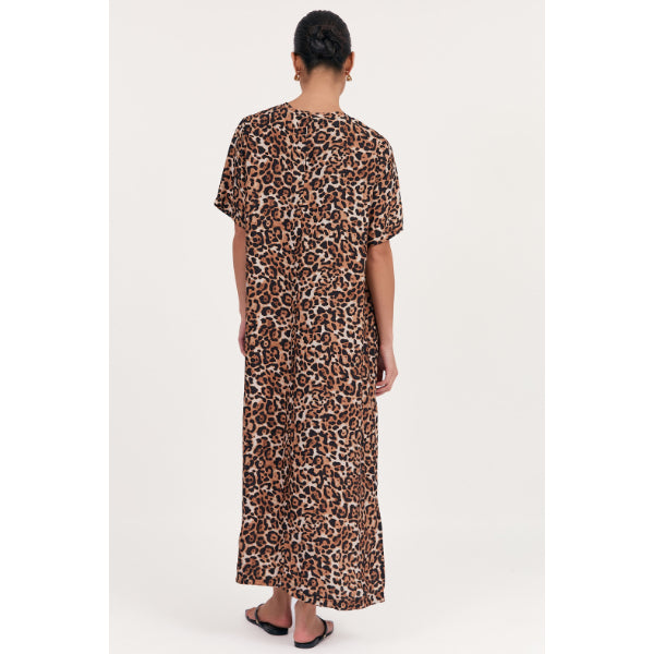 Ryan Luxe Leopard Cupro Dress