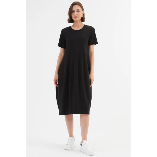 Short Sleeve Diagonal Seam Dress