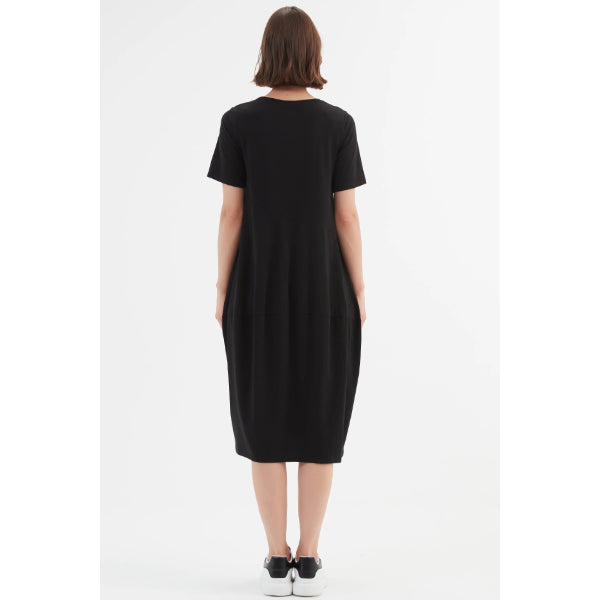 Short Sleeve Diagonal Seam Dress