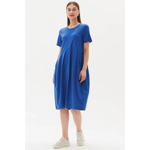 Short Sleeve Diagonal Seam Dress