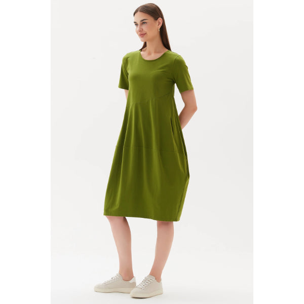 Short Sleeve Diagonal Seam Dress