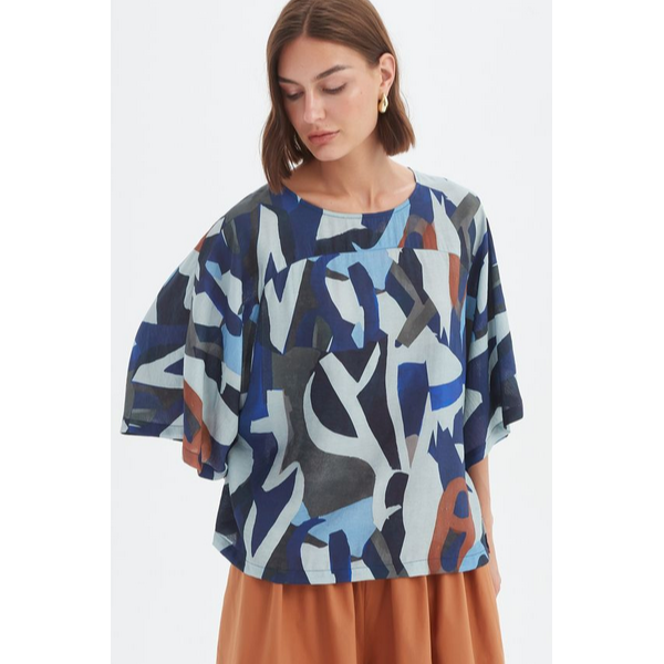 Wide Sleeve Print Top